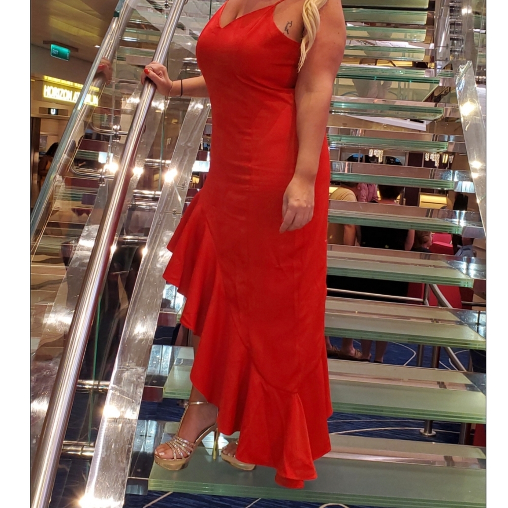 Sexy Red High Low Evening Dress